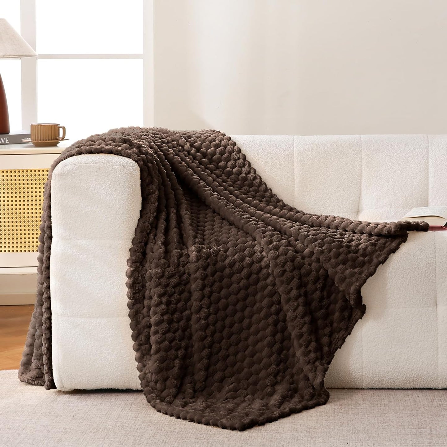 Light Yellow Flannel Throw Blanket (50X40 inches), 300 GSM Fleece Cozy Warm Soft Lightweight Bed Sofa Blanket for Babys and Pets, Suitable for All Seasons