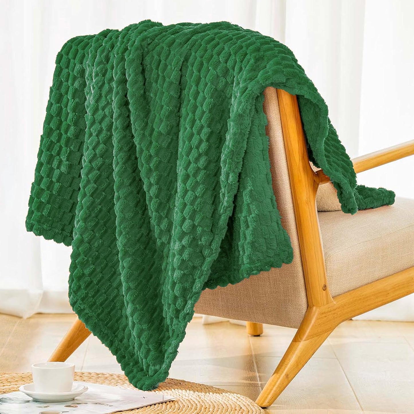 Light Yellow Flannel Throw Blanket (50X40 inches), 300 GSM Fleece Cozy Warm Soft Lightweight Bed Sofa Blanket for Babys and Pets, Suitable for All Seasons
