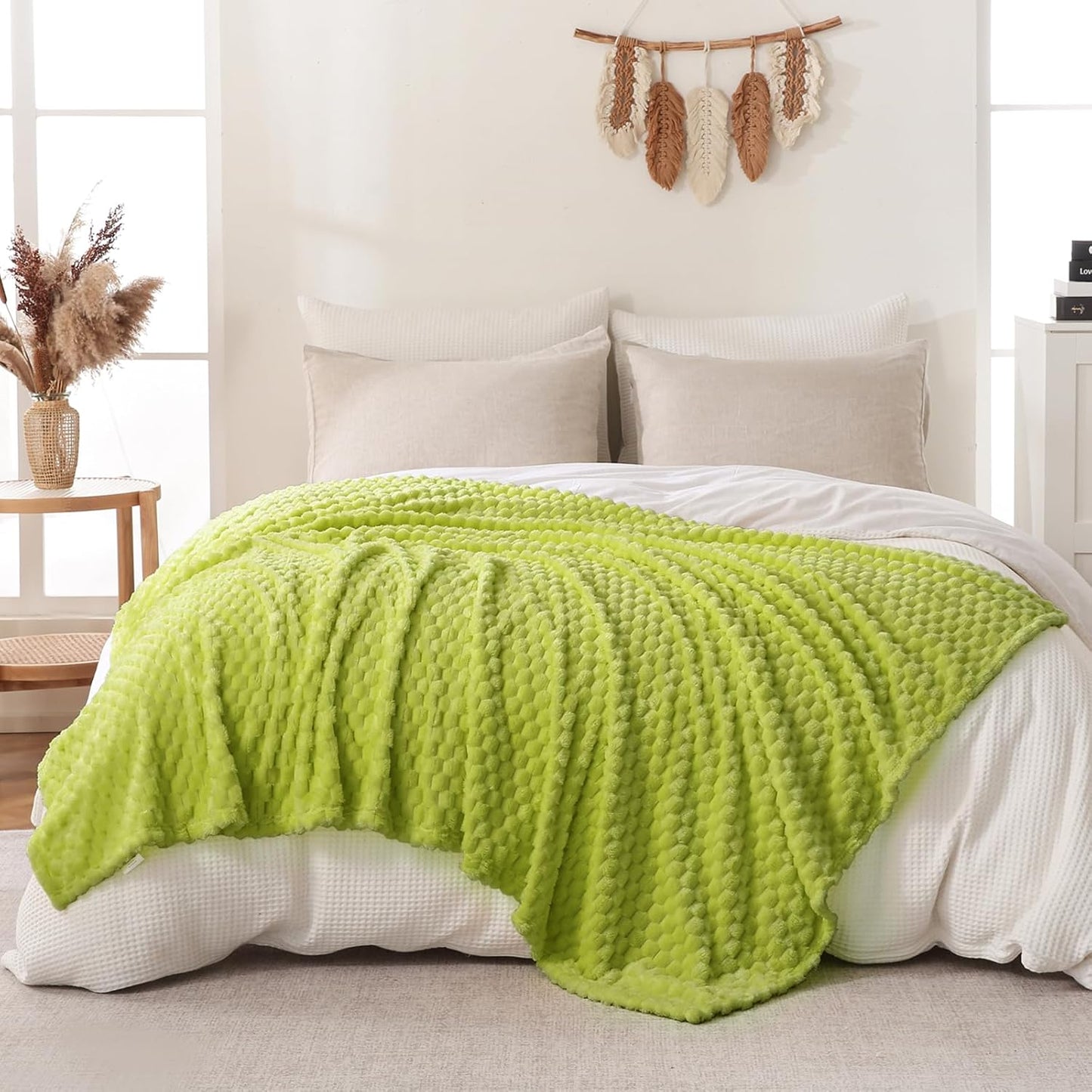 Light Yellow Flannel Throw Blanket (50X40 inches), 300 GSM Fleece Cozy Warm Soft Lightweight Bed Sofa Blanket for Babys and Pets, Suitable for All Seasons