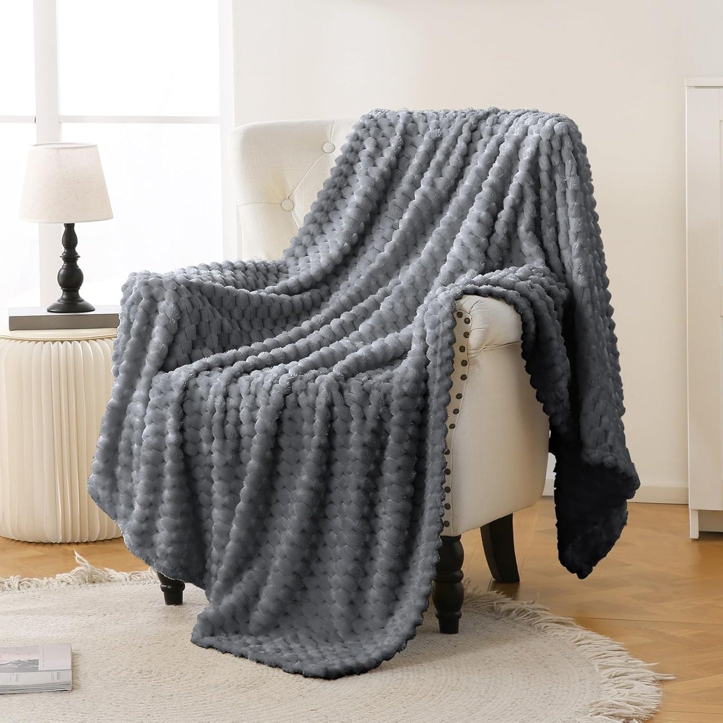 Light Yellow Flannel Throw Blanket (50X40 inches), 300 GSM Fleece Cozy Warm Soft Lightweight Bed Sofa Blanket for Babys and Pets, Suitable for All Seasons