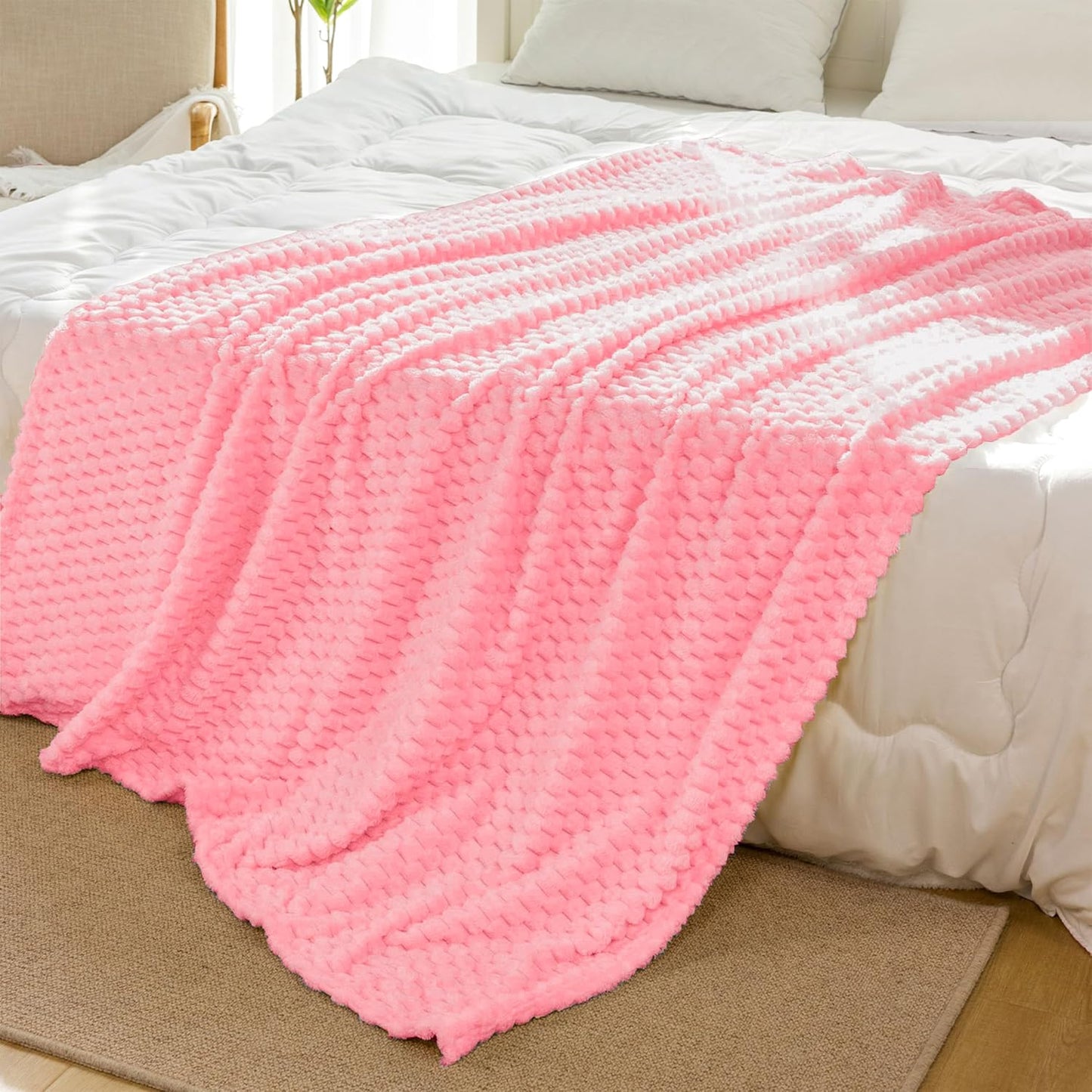 Light Yellow Flannel Throw Blanket (50X40 inches), 300 GSM Fleece Cozy Warm Soft Lightweight Bed Sofa Blanket for Babys and Pets, Suitable for All Seasons