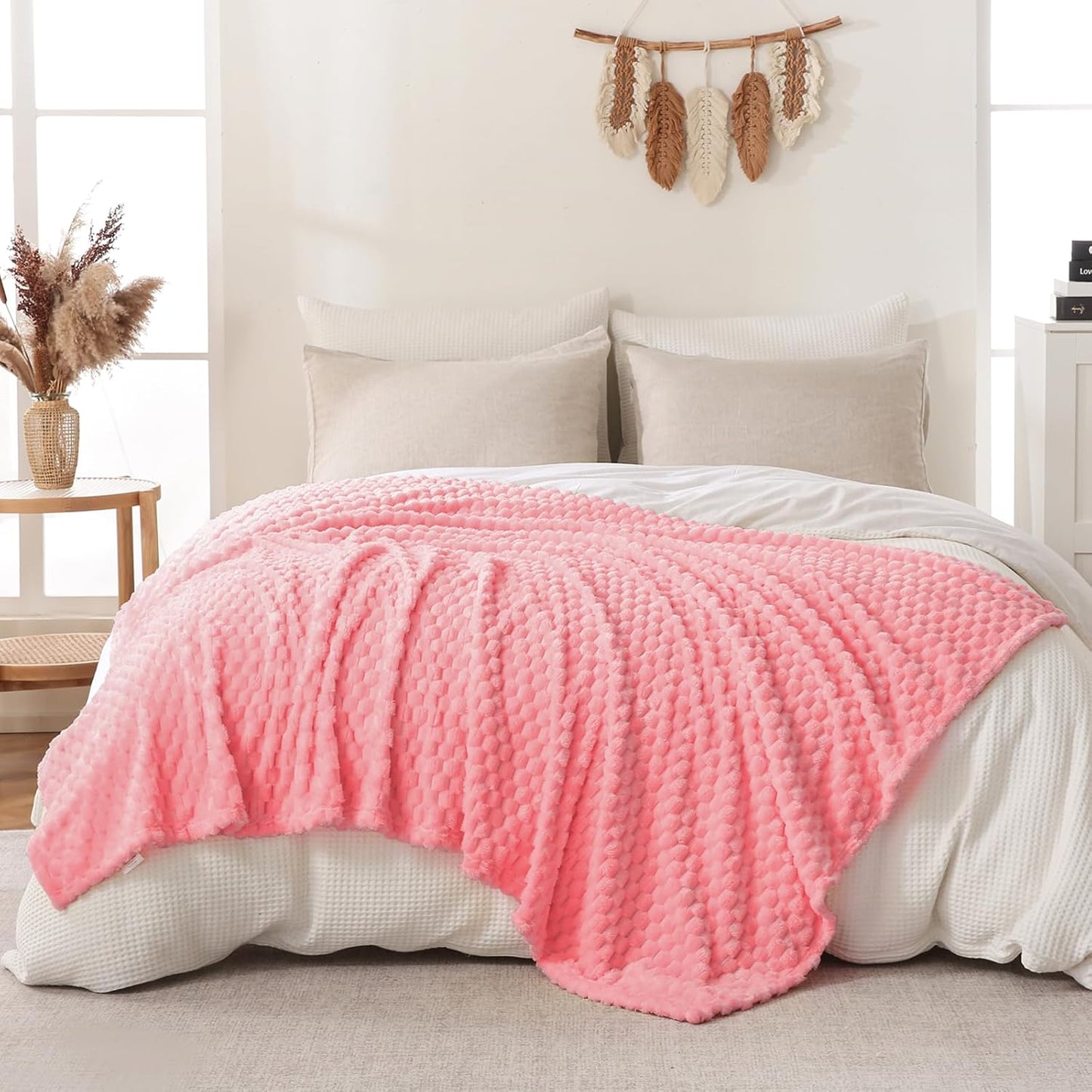 Light Yellow Flannel Throw Blanket (50X40 inches), 300 GSM Fleece Cozy Warm Soft Lightweight Bed Sofa Blanket for Babys and Pets, Suitable for All Seasons