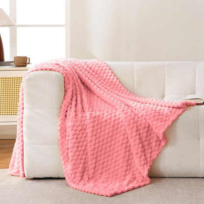 Light Yellow Flannel Throw Blanket (50X40 inches), 300 GSM Fleece Cozy Warm Soft Lightweight Bed Sofa Blanket for Babys and Pets, Suitable for All Seasons
