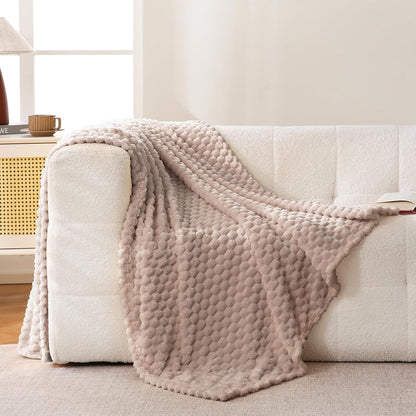Light Yellow Flannel Throw Blanket (50X40 inches), 300 GSM Fleece Cozy Warm Soft Lightweight Bed Sofa Blanket for Babys and Pets, Suitable for All Seasons