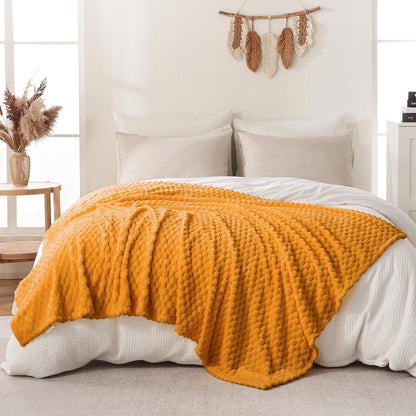 Light Yellow Flannel Throw Blanket (50X40 inches), 300 GSM Fleece Cozy Warm Soft Lightweight Bed Sofa Blanket for Babys and Pets, Suitable for All Seasons