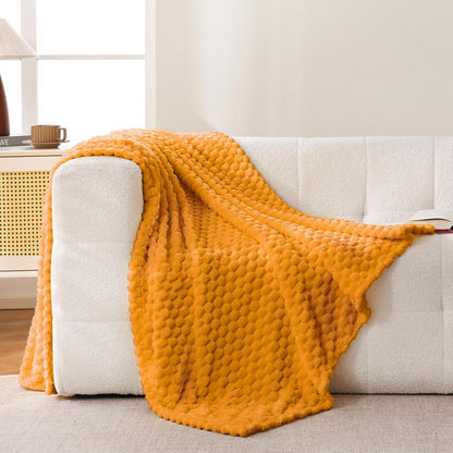 Light Yellow Flannel Throw Blanket (50X40 inches), 300 GSM Fleece Cozy Warm Soft Lightweight Bed Sofa Blanket for Babys and Pets, Suitable for All Seasons