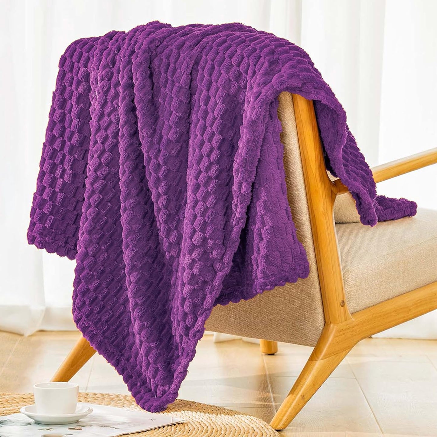 Light Yellow Flannel Throw Blanket (50X40 inches), 300 GSM Fleece Cozy Warm Soft Lightweight Bed Sofa Blanket for Babys and Pets, Suitable for All Seasons