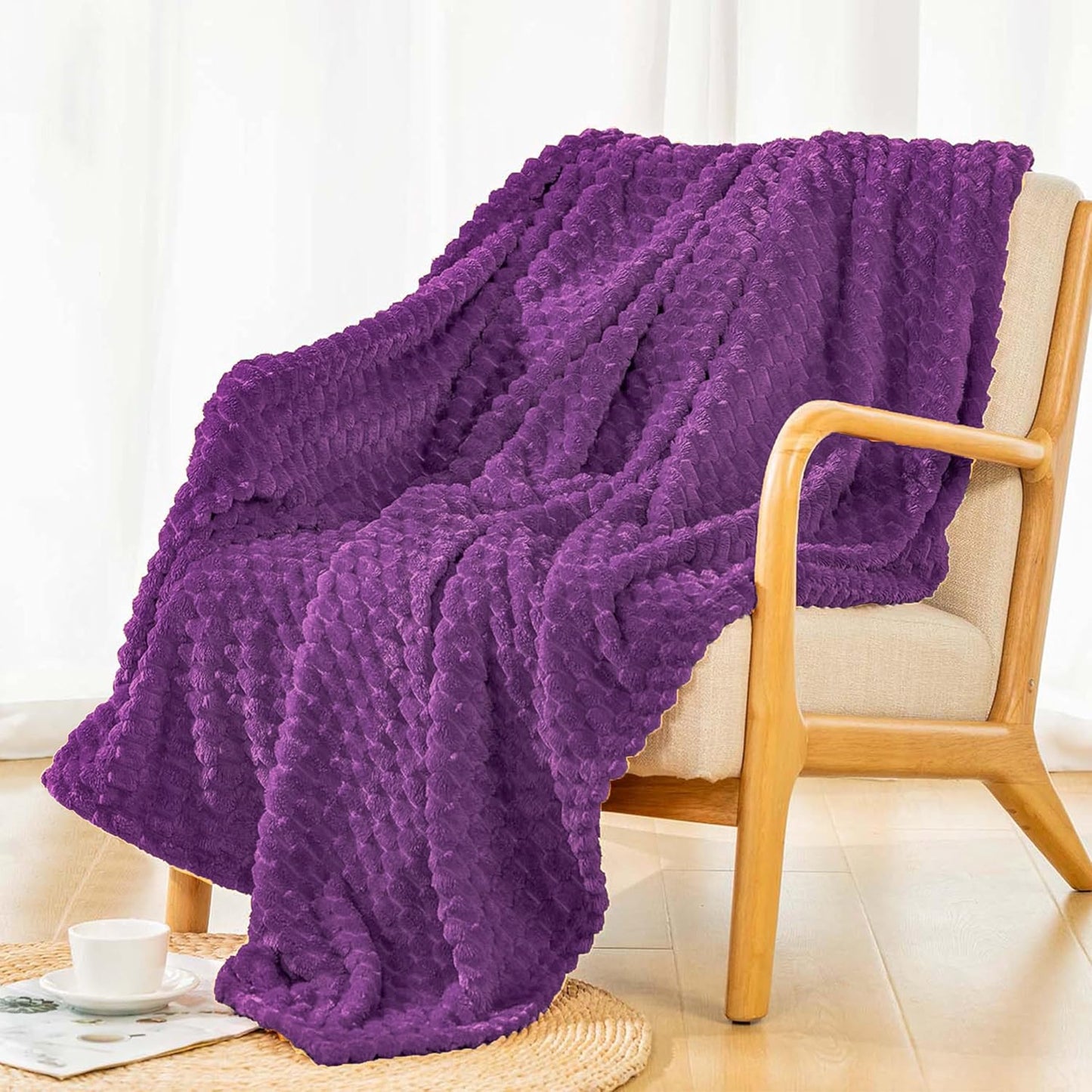 Light Yellow Flannel Throw Blanket (50X40 inches), 300 GSM Fleece Cozy Warm Soft Lightweight Bed Sofa Blanket for Babys and Pets, Suitable for All Seasons