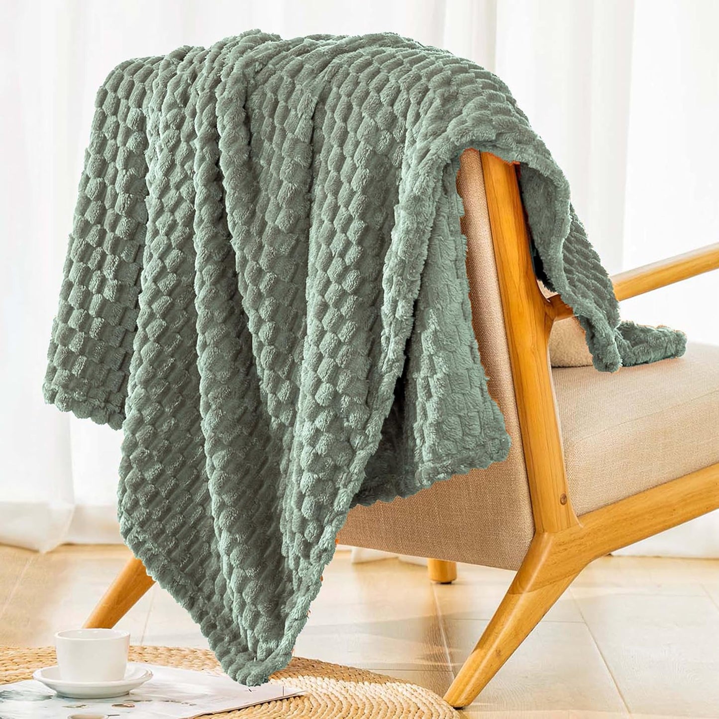 Light Yellow Flannel Throw Blanket (50X40 inches), 300 GSM Fleece Cozy Warm Soft Lightweight Bed Sofa Blanket for Babys and Pets, Suitable for All Seasons