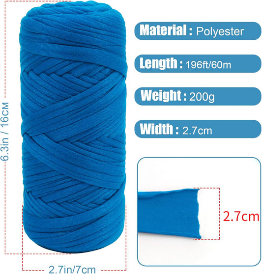 T-Shirt Yarn, 200g/196ft Elastic Fabric Cloth Knitting T Shirt Yarn, Fluorescent Yellow Thick Crochet Fabric Ribbon for Crocheting Bags/Baskets/Rugs, Home Decor, DIY Crafts