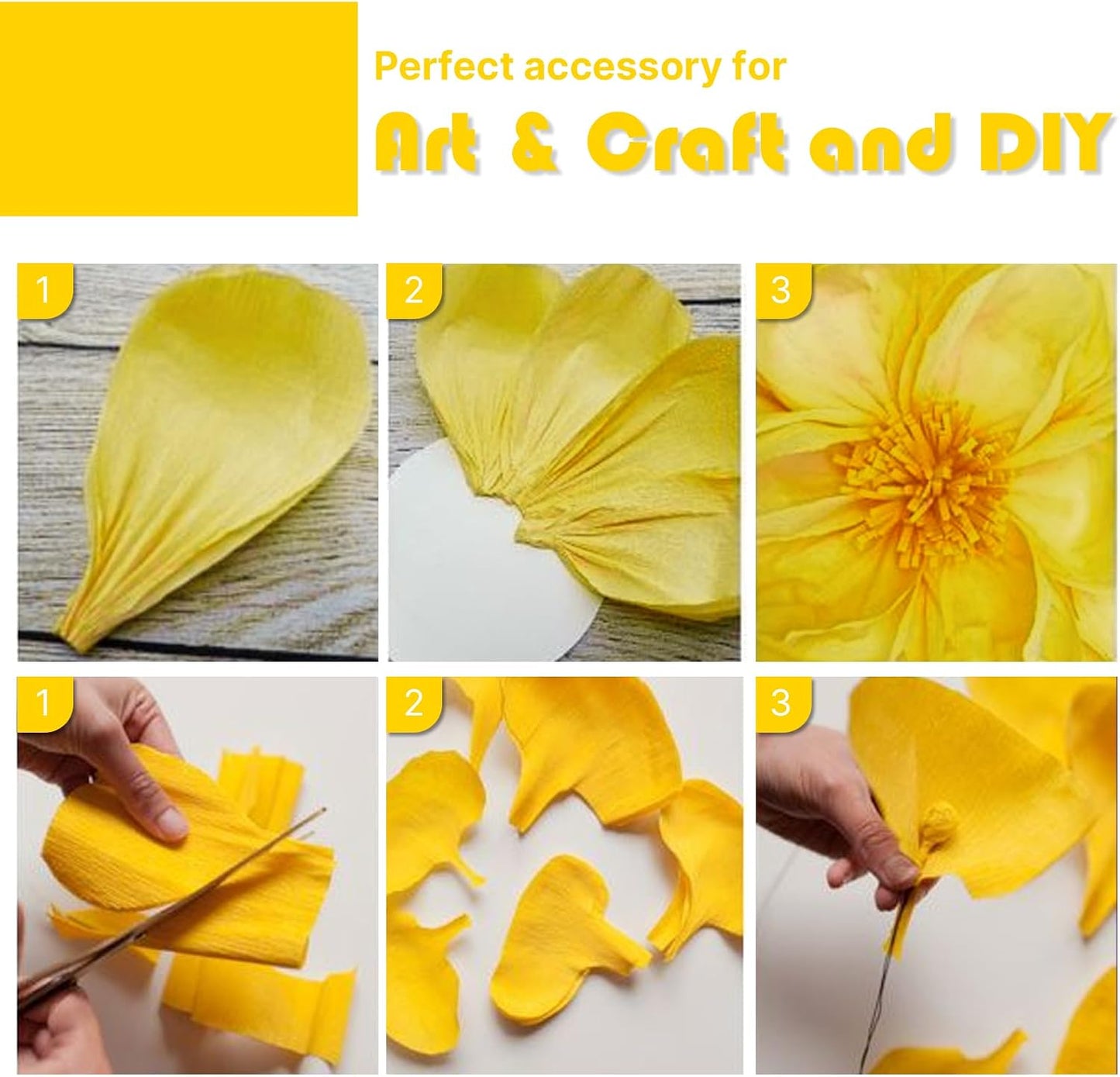 Yellow Crepe Paper Streamers 10 Rolls 820 FT Streamers | Birthday Wedding Baby Shower Graduation Bridal Shower Anniversary Engagement Retirement Bachelorette Party Decorations