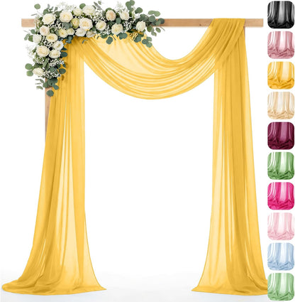 Amber Yellow Chiffon Fabric by The Yard – 60" Wide Soft Sheer Fabric for Wedding Arch Draping, Table Runner, Backdrop, Dressmaking & DIY Craft Projects (5 Yards)