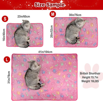 1 Pack 3 Dog Blankets, Soft Fluffy Fleece Pet Blanket Warm Sleep Mat Paw Print Design Puppy Kitten Throw Blanket Doggy Mat, Blanket for Dogs