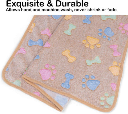 1 Pack 3 Dog Blankets, Soft Fluffy Fleece Pet Blanket Warm Sleep Mat Paw Print Design Puppy Kitten Throw Blanket Doggy Mat, Blanket for Dogs