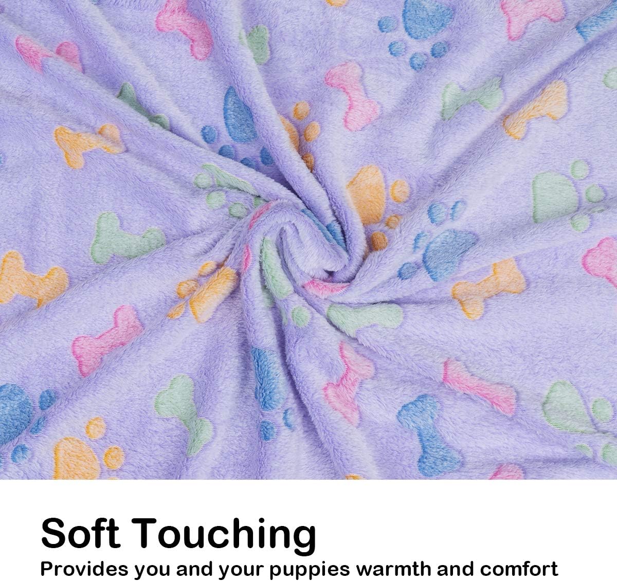 1 Pack 3 Dog Blankets, Soft Fluffy Fleece Pet Blanket Warm Sleep Mat Paw Print Design Puppy Kitten Throw Blanket Doggy Mat, Blanket for Dogs