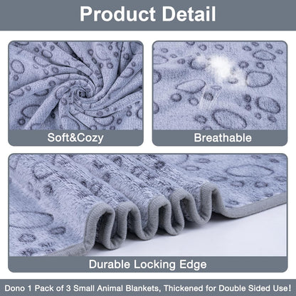 1 Pack 3 Dog Blankets, Soft Fluffy Fleece Pet Blanket Warm Sleep Mat Paw Print Design Puppy Kitten Throw Blanket Doggy Mat, Blanket for Dogs