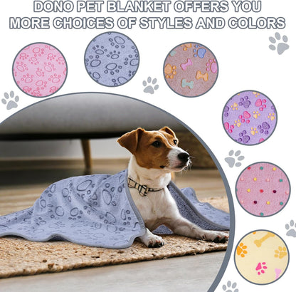 1 Pack 3 Dog Blankets, Soft Fluffy Fleece Pet Blanket Warm Sleep Mat Paw Print Design Puppy Kitten Throw Blanket Doggy Mat, Blanket for Dogs