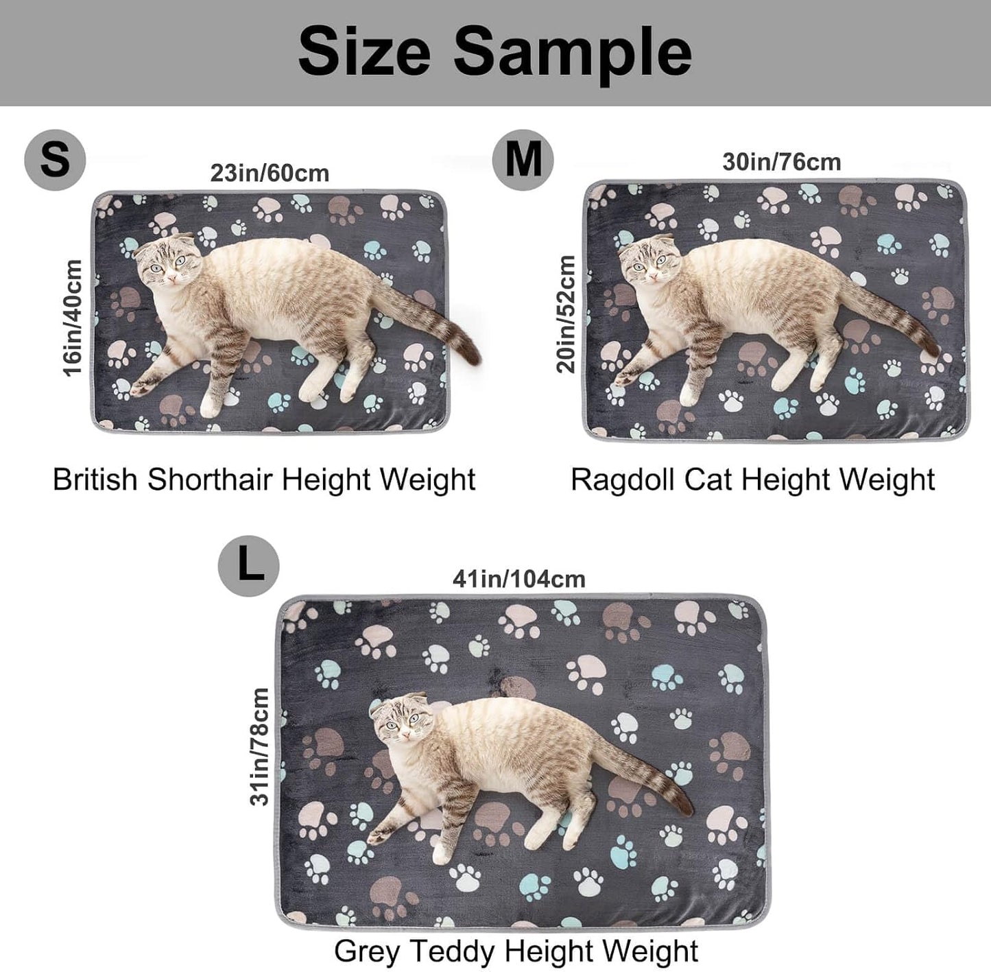 1 Pack 3 Dog Blankets, Soft Fluffy Fleece Pet Blanket Warm Sleep Mat Paw Print Design Puppy Kitten Throw Blanket Doggy Mat, Blanket for Dogs