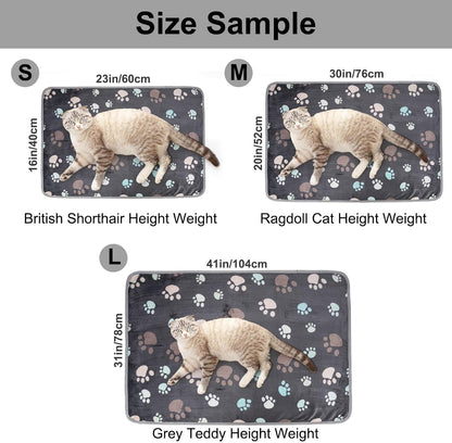 1 Pack 3 Dog Blankets, Soft Fluffy Fleece Pet Blanket Warm Sleep Mat Paw Print Design Puppy Kitten Throw Blanket Doggy Mat, Blanket for Dogs