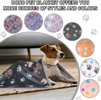 1 Pack 3 Dog Blankets, Soft Fluffy Fleece Pet Blanket Warm Sleep Mat Paw Print Design Puppy Kitten Throw Blanket Doggy Mat, Blanket for Dogs