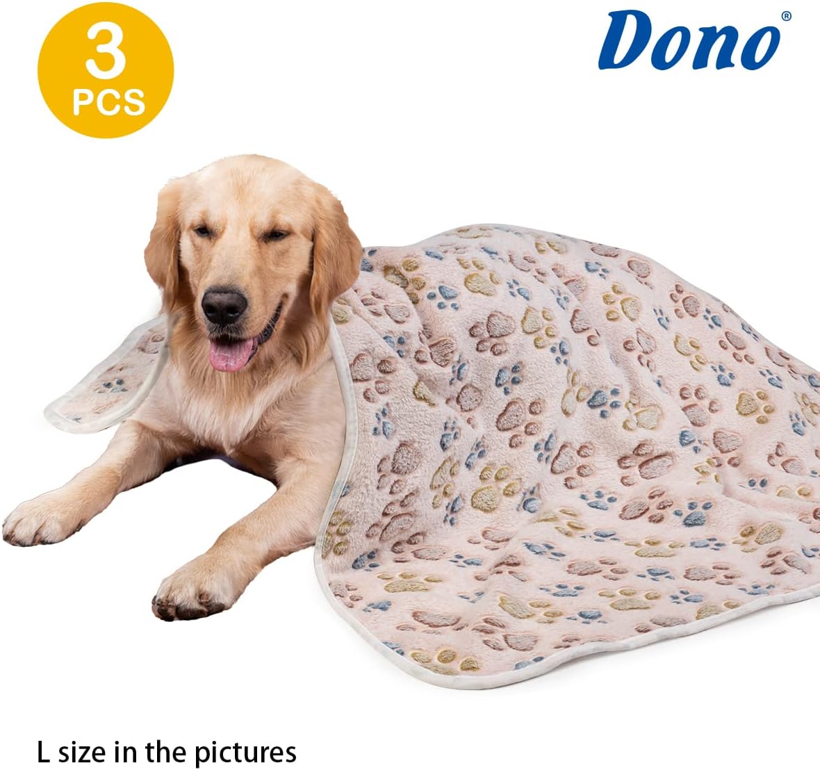 1 Pack 3 Dog Blankets, Soft Fluffy Fleece Pet Blanket Warm Sleep Mat Paw Print Design Puppy Kitten Throw Blanket Doggy Mat, Blanket for Dogs