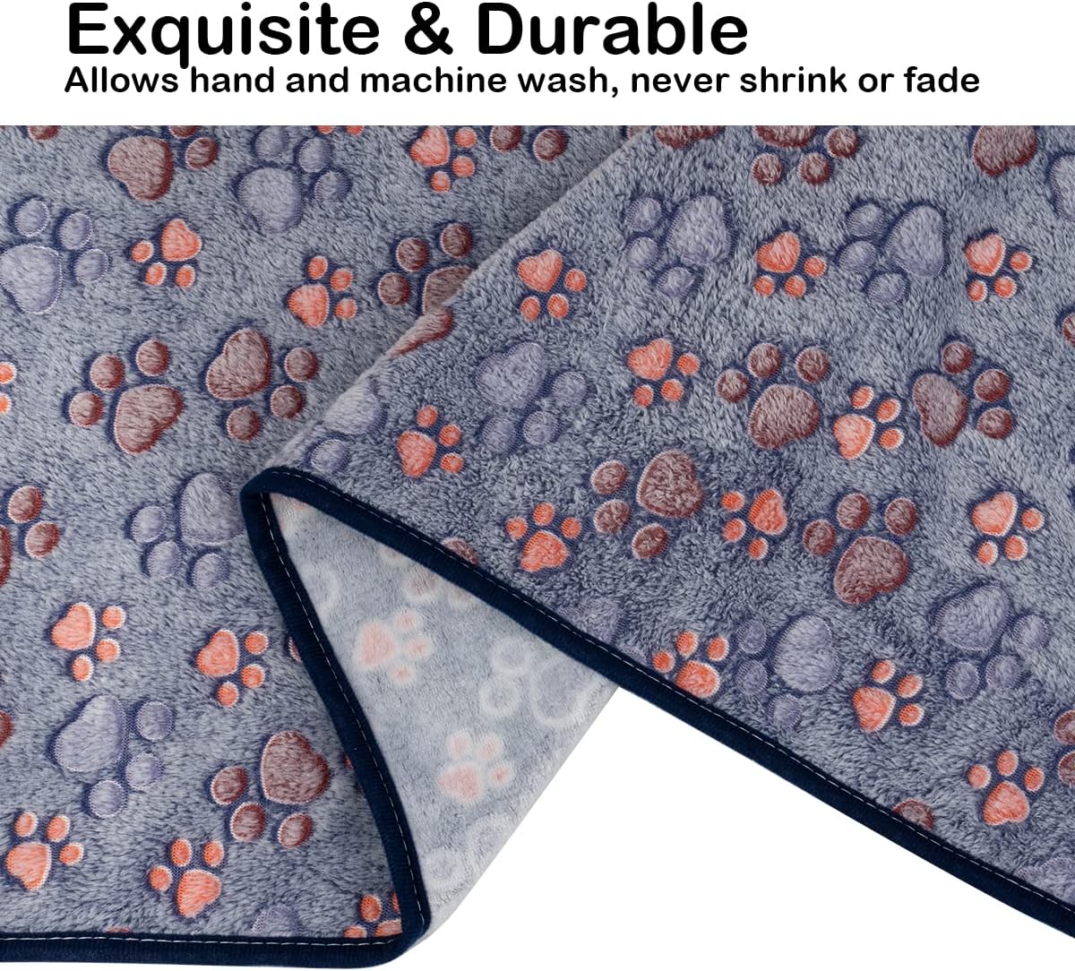 1 Pack 3 Dog Blankets, Soft Fluffy Fleece Pet Blanket Warm Sleep Mat Paw Print Design Puppy Kitten Throw Blanket Doggy Mat, Blanket for Dogs