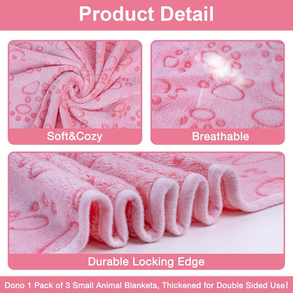 1 Pack 3 Dog Blankets, Soft Fluffy Fleece Pet Blanket Warm Sleep Mat Paw Print Design Puppy Kitten Throw Blanket Doggy Mat, Blanket for Dogs