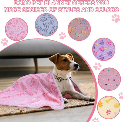 1 Pack 3 Dog Blankets, Soft Fluffy Fleece Pet Blanket Warm Sleep Mat Paw Print Design Puppy Kitten Throw Blanket Doggy Mat, Blanket for Dogs