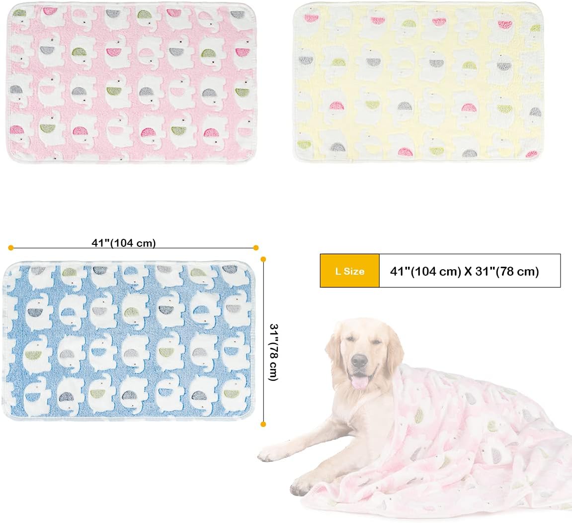 1 Pack 3 Dog Blankets, Soft Fluffy Fleece Pet Blanket Warm Sleep Mat Paw Print Design Puppy Kitten Throw Blanket Doggy Mat, Blanket for Dogs