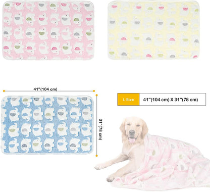 1 Pack 3 Dog Blankets, Soft Fluffy Fleece Pet Blanket Warm Sleep Mat Paw Print Design Puppy Kitten Throw Blanket Doggy Mat, Blanket for Dogs