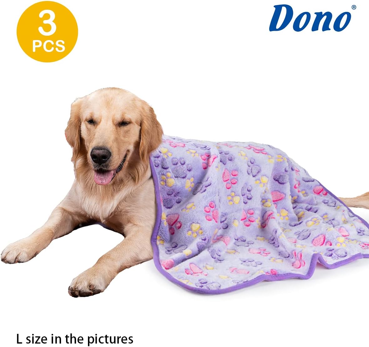1 Pack 3 Dog Blankets, Soft Fluffy Fleece Pet Blanket Warm Sleep Mat Paw Print Design Puppy Kitten Throw Blanket Doggy Mat, Blanket for Dogs