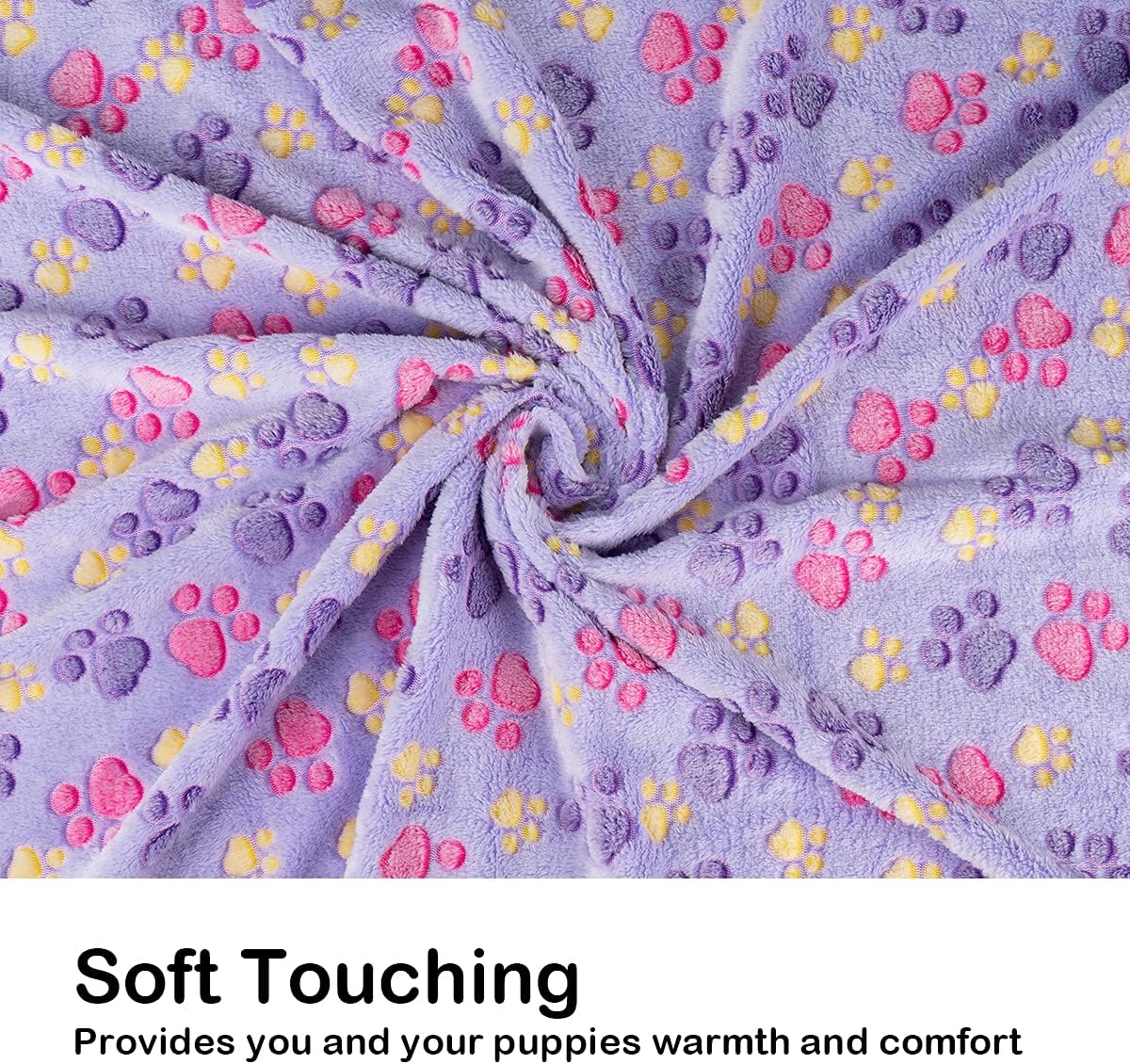 1 Pack 3 Dog Blankets, Soft Fluffy Fleece Pet Blanket Warm Sleep Mat Paw Print Design Puppy Kitten Throw Blanket Doggy Mat, Blanket for Dogs
