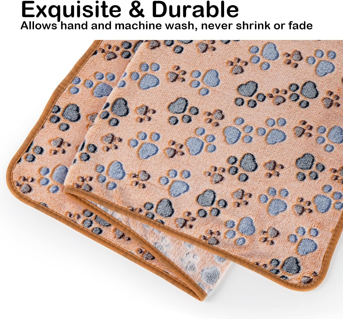 1 Pack 3 Dog Blankets, Soft Fluffy Fleece Pet Blanket Warm Sleep Mat Paw Print Design Puppy Kitten Throw Blanket Doggy Mat, Blanket for Dogs