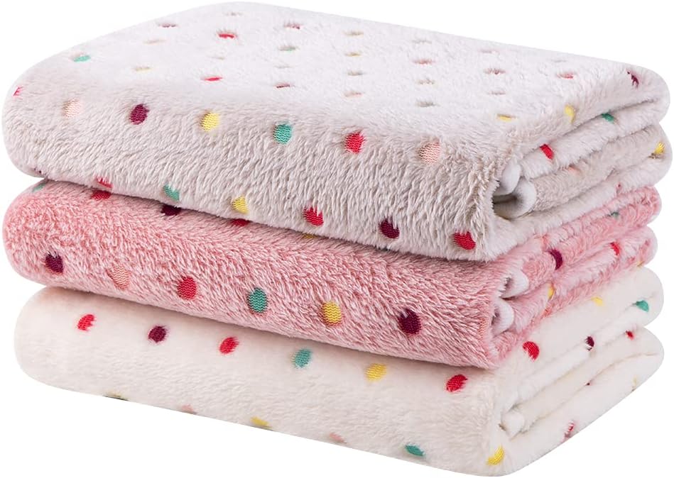 1 Pack 3 Dog Blankets, Soft Fluffy Fleece Pet Blanket Warm Sleep Mat Paw Print Design Puppy Kitten Throw Blanket Doggy Mat, Blanket for Dogs