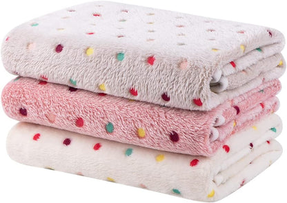 1 Pack 3 Dog Blankets, Soft Fluffy Fleece Pet Blanket Warm Sleep Mat Paw Print Design Puppy Kitten Throw Blanket Doggy Mat, Blanket for Dogs
