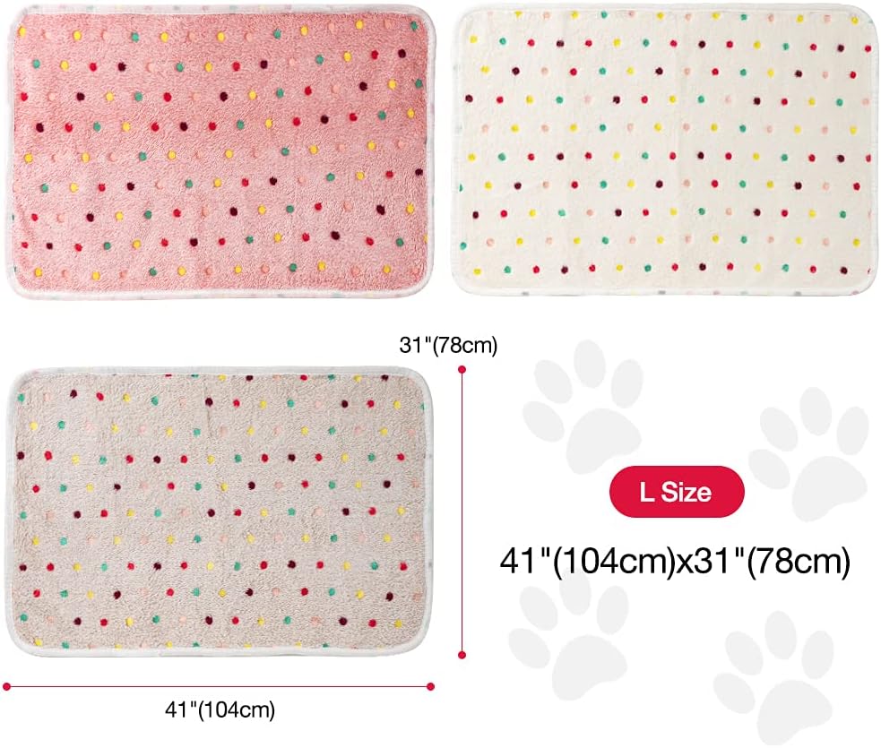 1 Pack 3 Dog Blankets, Soft Fluffy Fleece Pet Blanket Warm Sleep Mat Paw Print Design Puppy Kitten Throw Blanket Doggy Mat, Blanket for Dogs