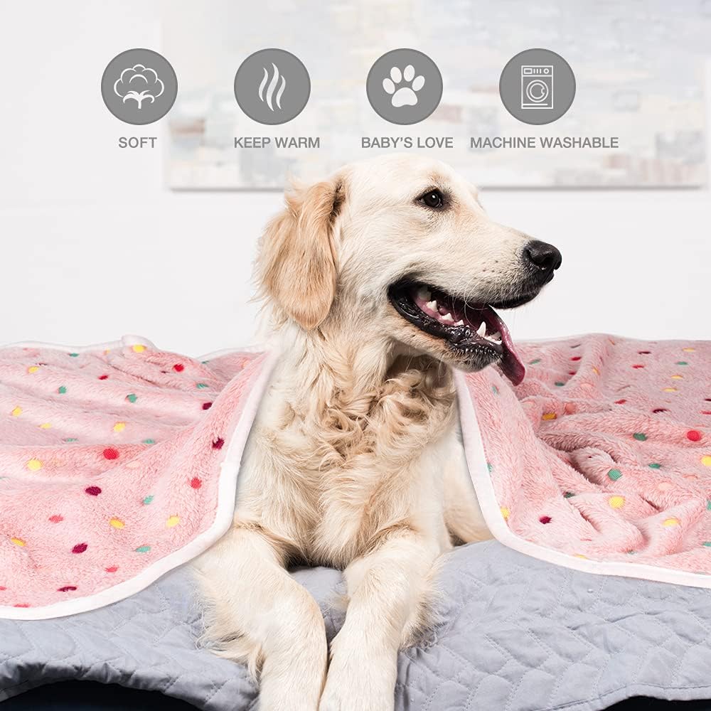 1 Pack 3 Dog Blankets, Soft Fluffy Fleece Pet Blanket Warm Sleep Mat Paw Print Design Puppy Kitten Throw Blanket Doggy Mat, Blanket for Dogs