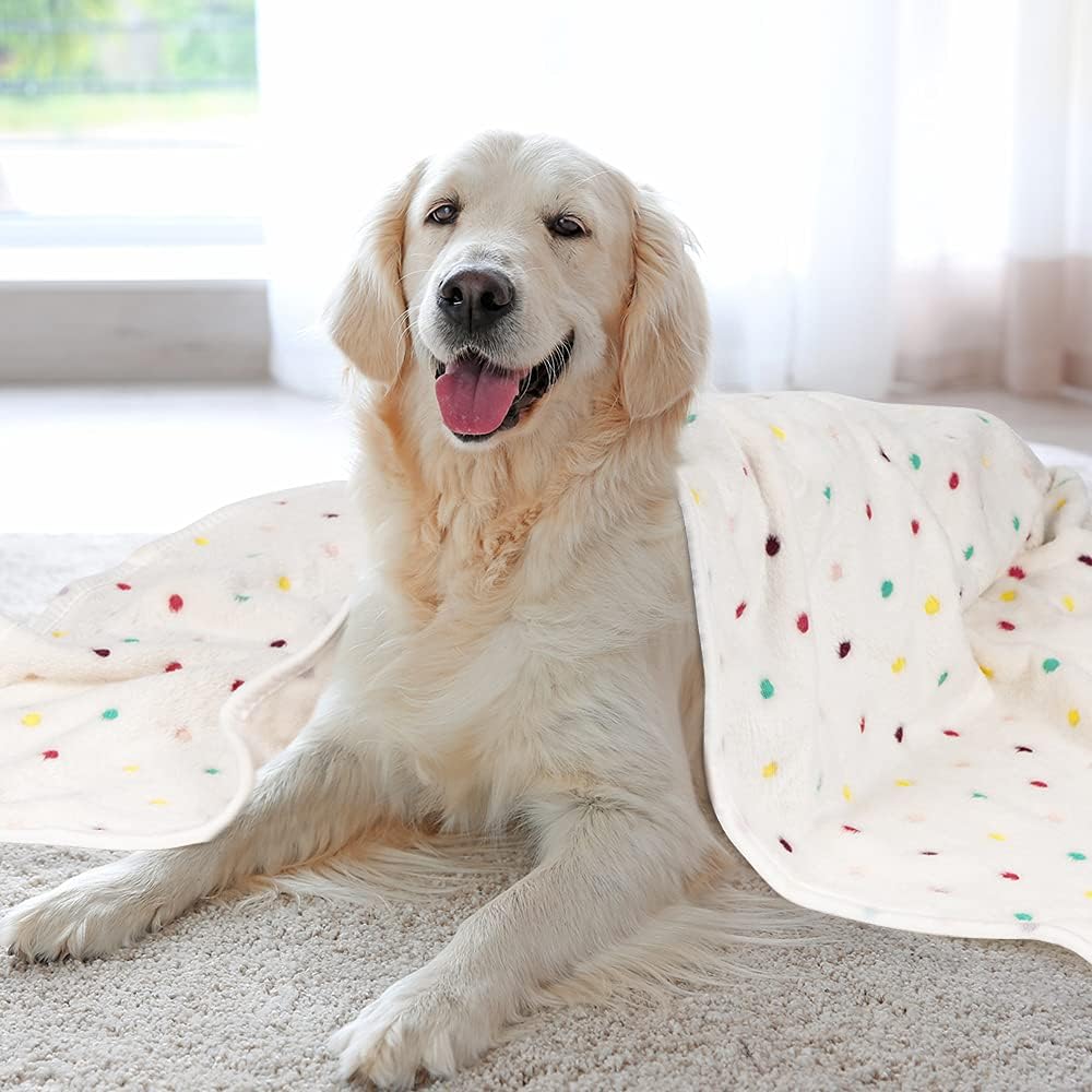 1 Pack 3 Dog Blankets, Soft Fluffy Fleece Pet Blanket Warm Sleep Mat Paw Print Design Puppy Kitten Throw Blanket Doggy Mat, Blanket for Dogs