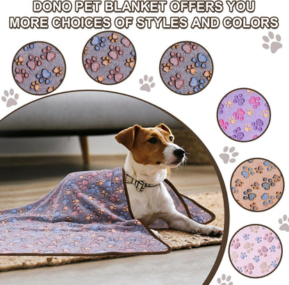1 Pack 3 Dog Blankets, Soft Fluffy Fleece Pet Blanket Warm Sleep Mat Paw Print Design Puppy Kitten Throw Blanket Doggy Mat, Blanket for Dogs