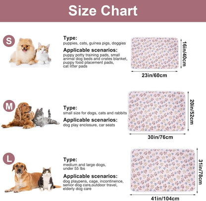 1 Pack 3 Dog Blankets, Soft Fluffy Fleece Pet Blanket Warm Sleep Mat Paw Print Design Puppy Kitten Throw Blanket Doggy Mat, Blanket for Dogs