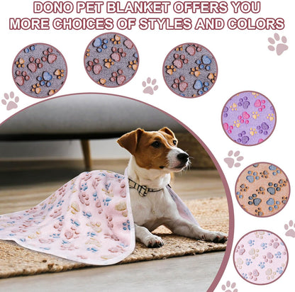 1 Pack 3 Dog Blankets, Soft Fluffy Fleece Pet Blanket Warm Sleep Mat Paw Print Design Puppy Kitten Throw Blanket Doggy Mat, Blanket for Dogs