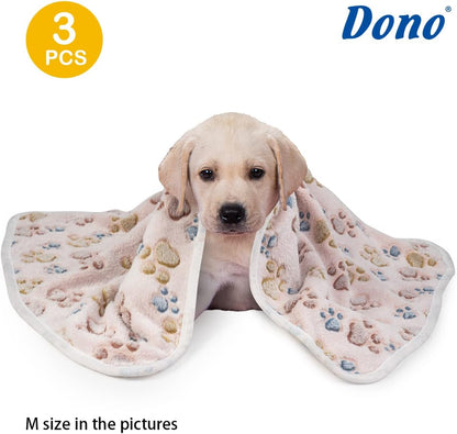 1 Pack 3 Dog Blankets, Soft Fluffy Fleece Pet Blanket Warm Sleep Mat Paw Print Design Puppy Kitten Throw Blanket Doggy Mat, Blanket for Dogs