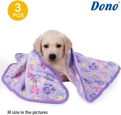 1 Pack 3 Dog Blankets, Soft Fluffy Fleece Pet Blanket Warm Sleep Mat Paw Print Design Puppy Kitten Throw Blanket Doggy Mat, Blanket for Dogs