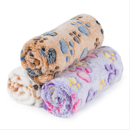 1 Pack 3 Dog Blankets, Soft Fluffy Fleece Pet Blanket Warm Sleep Mat Paw Print Design Puppy Kitten Throw Blanket Doggy Mat, Blanket for Dogs