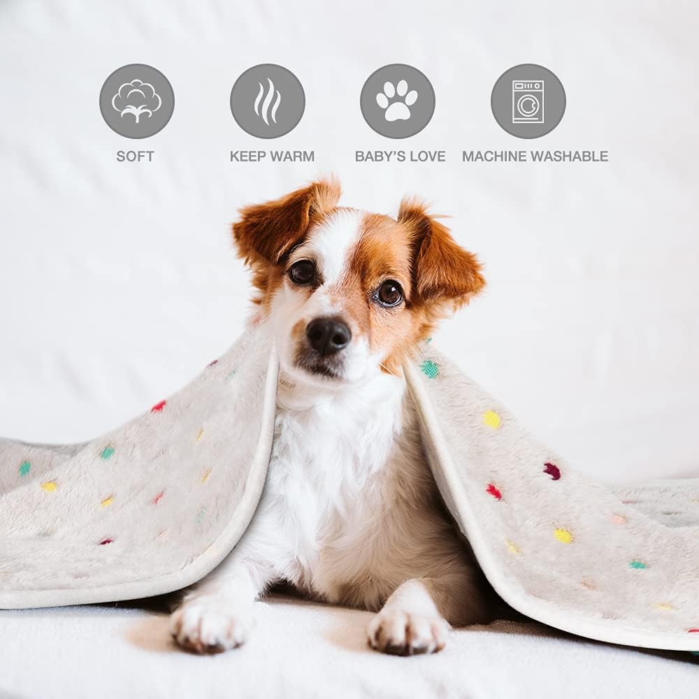 1 Pack 3 Dog Blankets, Soft Fluffy Fleece Pet Blanket Warm Sleep Mat Paw Print Design Puppy Kitten Throw Blanket Doggy Mat, Blanket for Dogs
