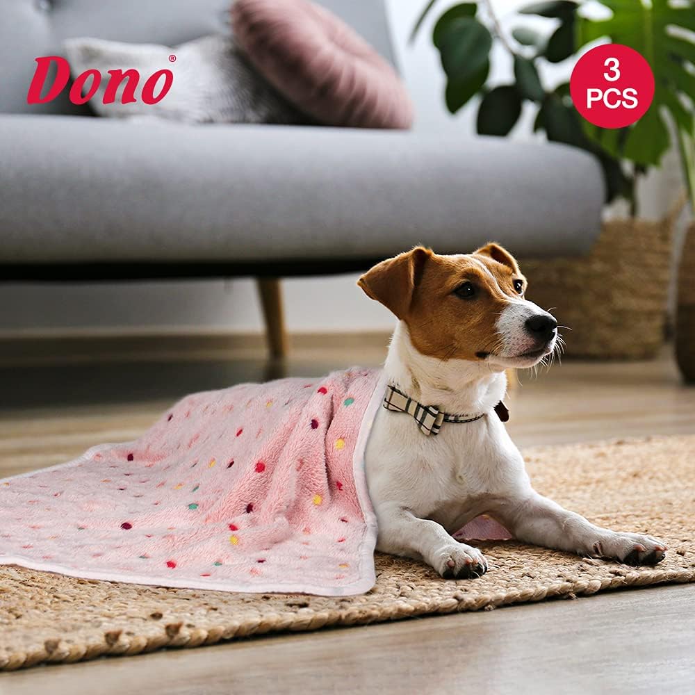 1 Pack 3 Dog Blankets, Soft Fluffy Fleece Pet Blanket Warm Sleep Mat Paw Print Design Puppy Kitten Throw Blanket Doggy Mat, Blanket for Dogs