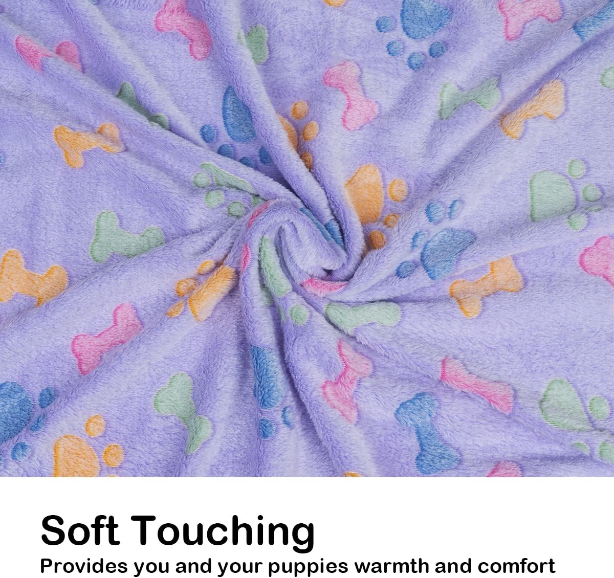 1 Pack 3 Dog Blankets, Soft Fluffy Fleece Pet Blanket Warm Sleep Mat Paw Print Design Puppy Kitten Throw Blanket Doggy Mat, Blanket for Dogs