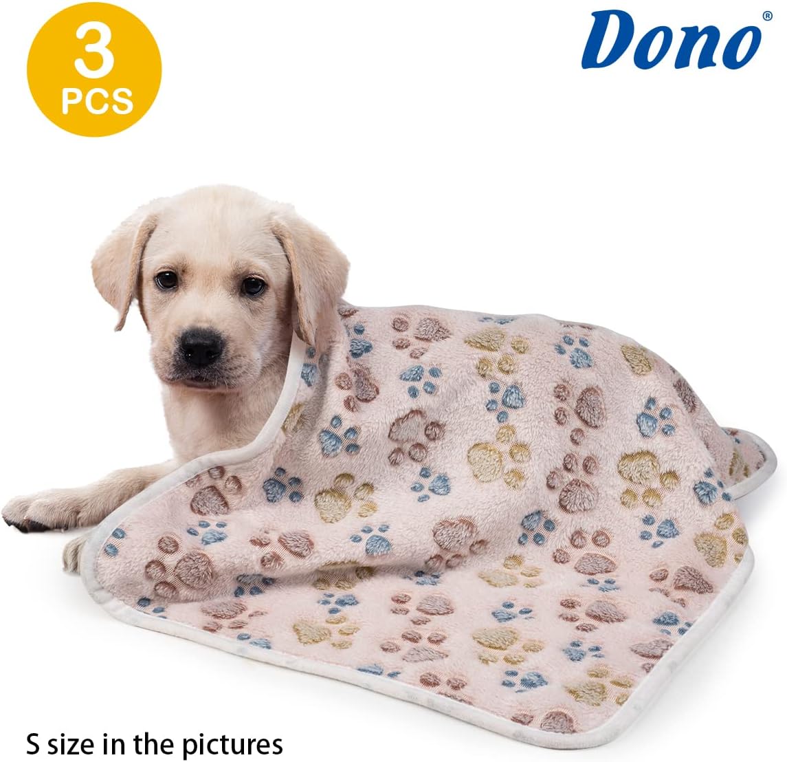 1 Pack 3 Dog Blankets, Soft Fluffy Fleece Pet Blanket Warm Sleep Mat Paw Print Design Puppy Kitten Throw Blanket Doggy Mat, Blanket for Dogs