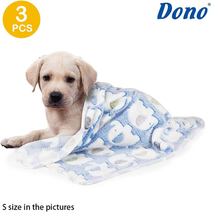 1 Pack 3 Dog Blankets, Soft Fluffy Fleece Pet Blanket Warm Sleep Mat Paw Print Design Puppy Kitten Throw Blanket Doggy Mat, Blanket for Dogs