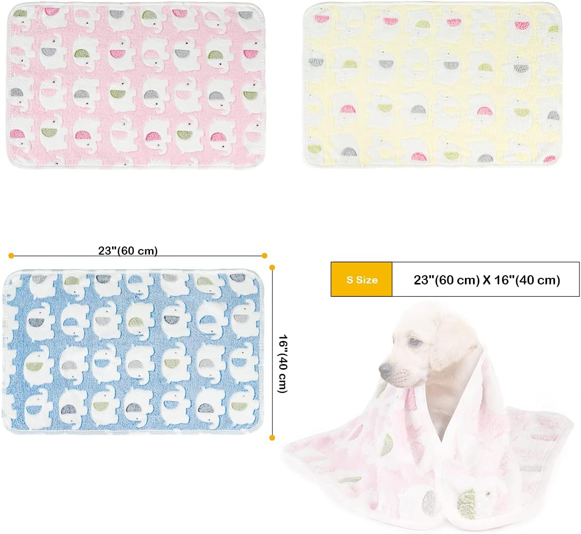 1 Pack 3 Dog Blankets, Soft Fluffy Fleece Pet Blanket Warm Sleep Mat Paw Print Design Puppy Kitten Throw Blanket Doggy Mat, Blanket for Dogs